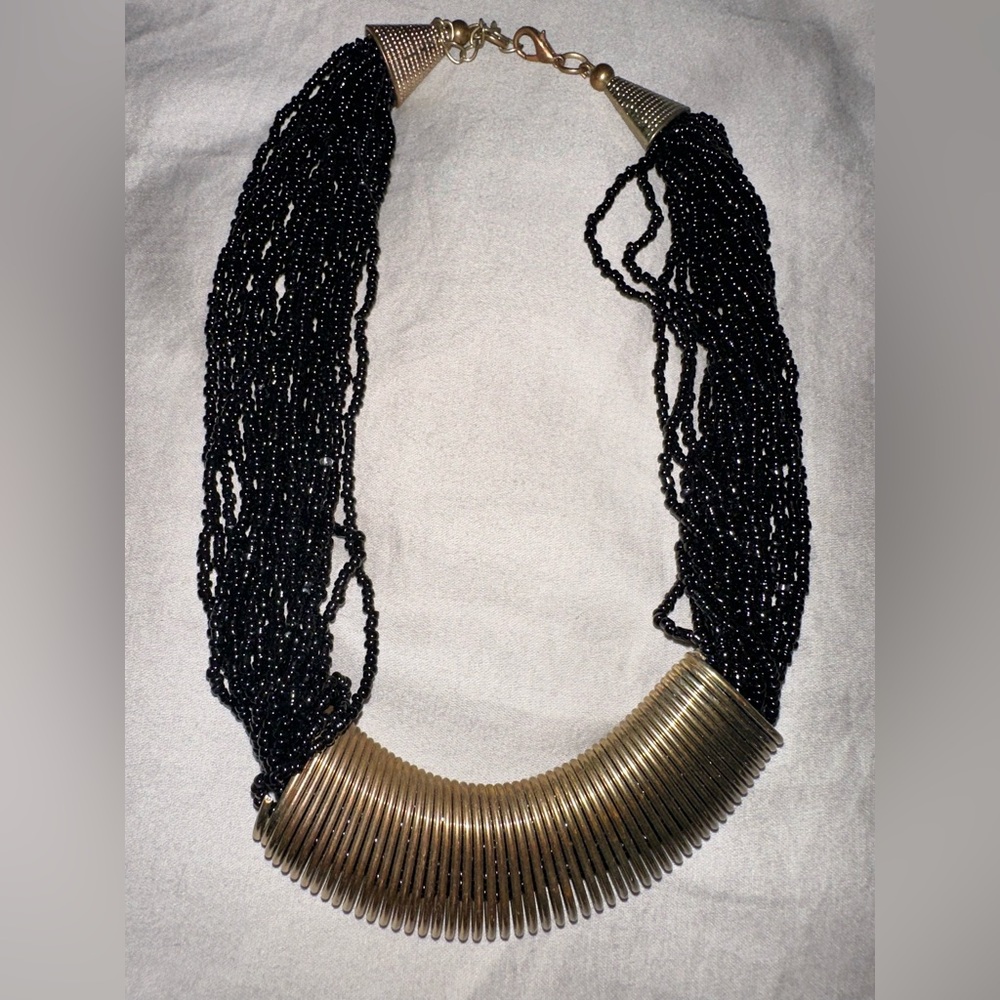 Black with Faux Gold Plated Necklace
